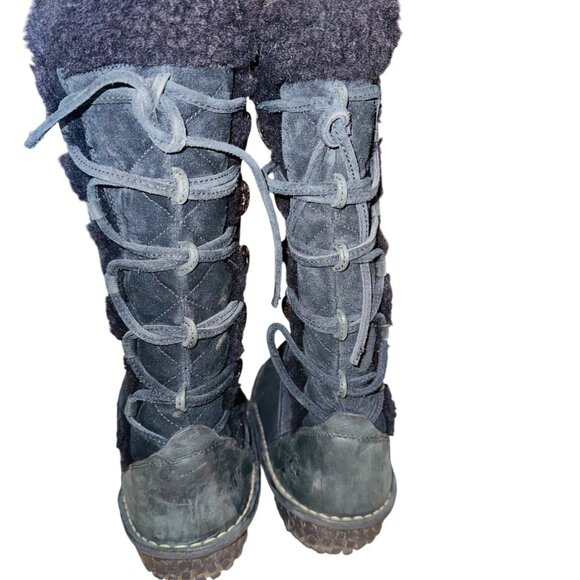 Sorel Women Navy Suede Leather Sherpa Waterproof Winter Boots 9 Outdoors Winter - Picture 7 of 13